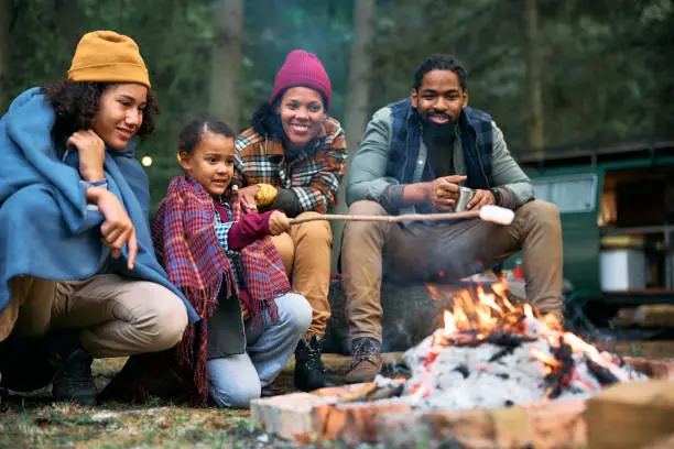 family roasting smores